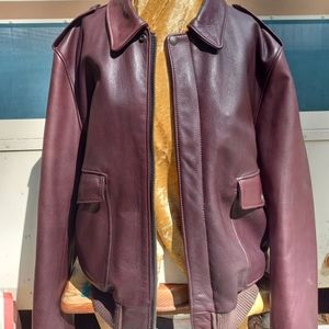 Leather bomber jacket